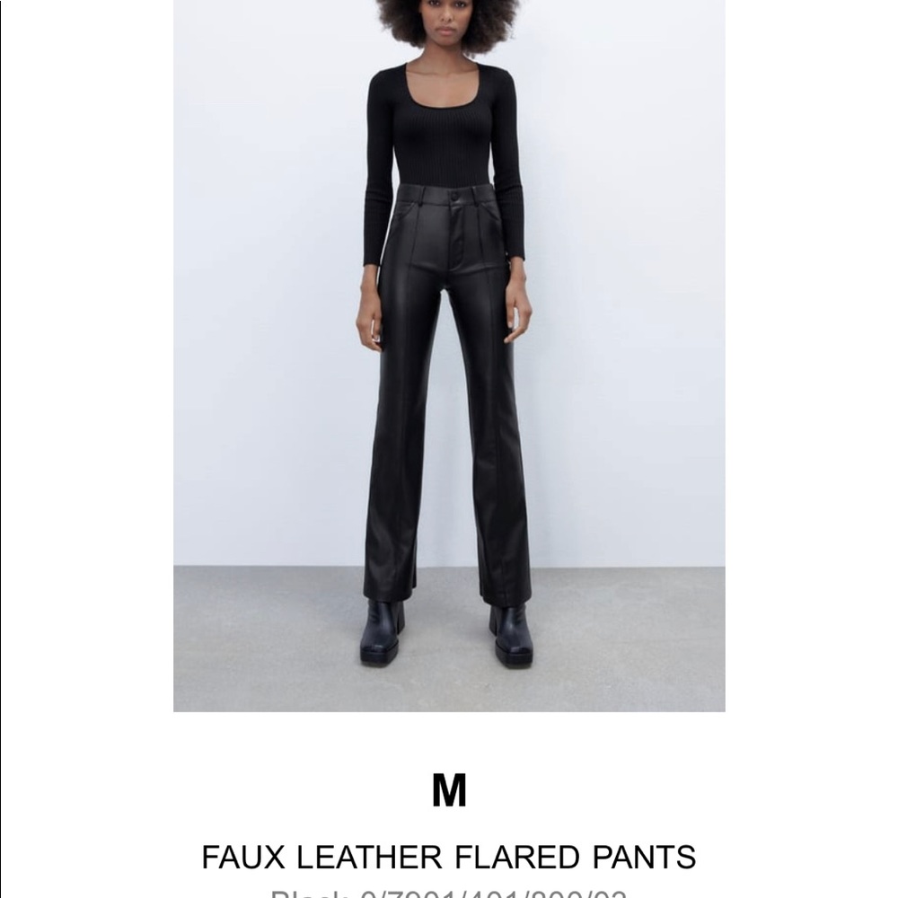 Zara NWOT- faux leather flare leather pants